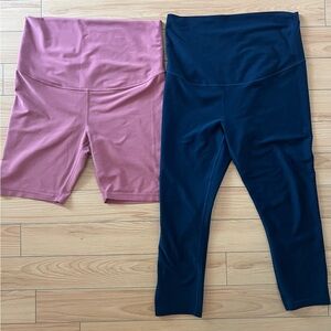Old Navy Maternity BUNDLE Leggings and Shorts Pink and Navy Blue Size Medium